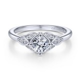 Gabriel & Co. 14k White Gold Art Deco Straight Engagement Ring photo