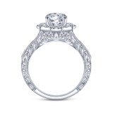 Gabriel & Co. 14k White Gold Victorian Halo Engagement Ring photo 2
