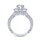 Gabriel & Co. 14k White Gold Victorian Halo Engagement Ring photo 2