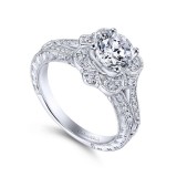 Gabriel & Co. 14k White Gold Victorian Halo Engagement Ring photo 3