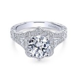 Gabriel & Co. 14k White Gold Victorian Halo Engagement Ring photo