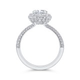 Shah Luxury 14K White Gold Round Diamond Double Halo Engagement Ring with Split Shank (Semi-Mount) photo 4