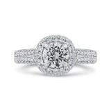 Shah Luxury 14K White Gold Round Diamond Double Halo Engagement Ring with Split Shank (Semi-Mount) photo