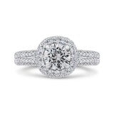 Shah Luxury 14K White Gold Round Diamond Double Halo Engagement Ring with Split Shank (Semi-Mount) photo