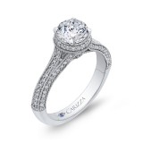 Shah Luxury 14K White Gold Round Diamond Engagement Ring with Split Shank (Semi-Mount) photo 2