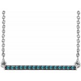 14K White 1/6 CTW Blue Diamond Bar 18 Necklace photo
