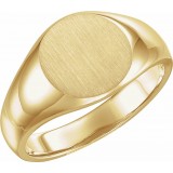 14K Yellow 13 mm Round Signet Ring photo