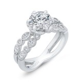 Shah Luxury 14K White Gold Bezel Set Round Diamond Split Shank Engagement Ring with Milgrain (Semi-Mount) photo 2