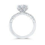 Shah Luxury 14K White Gold Bezel Set Round Diamond Split Shank Engagement Ring with Milgrain (Semi-Mount) photo 4