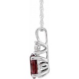 14K White Mozambique Garnet & .02CTW Diamond 18 Necklace photo 2