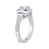 Shah Luxury 14K White Gold Oval Diamond and Sapphire Engagement Ring (Semi-Mount) photo 3