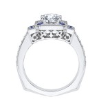 Shah Luxury 14K White Gold Oval Diamond and Sapphire Engagement Ring (Semi-Mount) photo 4