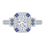 Shah Luxury 14K White Gold Oval Diamond and Sapphire Engagement Ring (Semi-Mount) photo