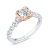 Shah Luxury 14K Two-Tone Gold Bezel Set Diamond Engagement Ring with Round Shank (Semi-Mount) photo 2