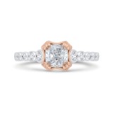 Shah Luxury 14K Two-Tone Gold Bezel Set Diamond Engagement Ring with Round Shank (Semi-Mount) photo