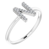 14K White .08 CTW Diamond Initial N Ring photo