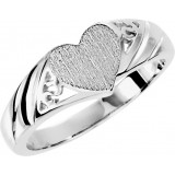 14K White 9x8 mm Heart Signet Ring photo