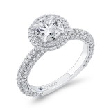 Shah Luxury 14K White Gold Round Diamond Halo Engagement Ring (Semi-Mount) photo 2