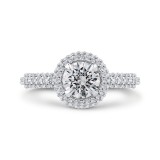 Shah Luxury 14K White Gold Round Diamond Halo Engagement Ring (Semi-Mount) photo