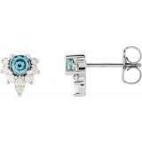 14K White Aquamarine & 1/6 CTW Diamond Earrings photo