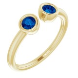 14K Yellow Blue Sapphire Two-Stone Ring photo
