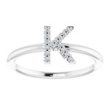 14K White .05 CTW Diamond Initial K Ring photo 3