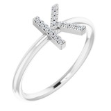 14K White .05 CTW Diamond Initial K Ring photo