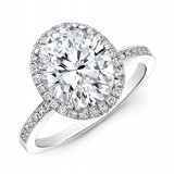 18k White Gold Oval Halo Diamond Engagement Ring photo