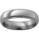 Titanium Domed Band with Grooved Miligrain Edges and Polish Finish photo