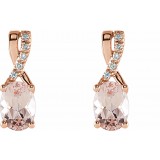 14K Rose Morganite & .05 CTW Diamond Earrings photo 2