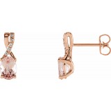 14K Rose Morganite & .05 CTW Diamond Earrings photo