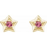 14K Yellow 3 mm Round October Youth Star Birthstone Earrings photo 2