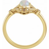 14K Yellow Cabochon Ethiopian Opal, Pink Sapphire & .06 CTW Diamond Ring photo 2