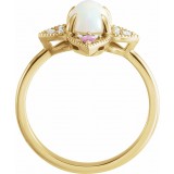 14K Yellow Ethiopian Opal, Pink Sapphire & .05 CTW Diamond Vintage-Inspired Ring photo 2