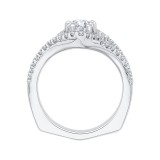 Shah Luxury Pear Diamond Halo Engagement Ring In 14K White Gold with Split Shank (Semi-Mount) photo 4