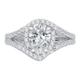 Shah Luxury Pear Diamond Halo Engagement Ring In 14K White Gold with Split Shank (Semi-Mount) photo