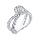 Shah Luxury 14K White Gold Round Diamond Engagement Ring with Crossover Shank (Semi-Mount) photo 2