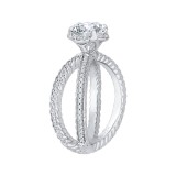 Shah Luxury 14K White Gold Round Diamond Engagement Ring with Crossover Shank (Semi-Mount) photo 3