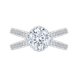 Shah Luxury 14K White Gold Round Diamond Engagement Ring with Crossover Shank (Semi-Mount) photo