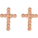 14K Rose Beaded Cross Earrings photo 2