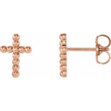 14K Rose Beaded Cross Earrings photo 3