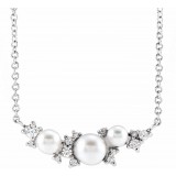 14K White Akoya Cultured Pearl & .08 CTW Diamond 16 Necklace photo