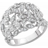 14K White 1/2 CTW Diamond Leaf Ring photo
