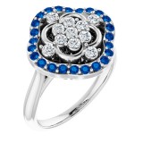 14K White Blue Sapphire & 1/3 CTW Diamond Ring photo
