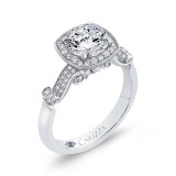 Shah Luxury 14K White Gold Round Diamond Halo Vintage Engagement Ring (Semi-Mount) photo 2