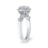 Shah Luxury 14K White Gold Round Diamond Halo Vintage Engagement Ring (Semi-Mount) photo 3