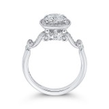 Shah Luxury 14K White Gold Round Diamond Halo Vintage Engagement Ring (Semi-Mount) photo 4