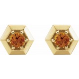 14K Yellow Citrine Geometric Earrings photo 2