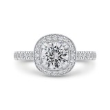 Shah Luxury 14K Two-Tone Gold Round Diamond Halo Engagement Ring with Euro Shank (Semi-Mount) photo
