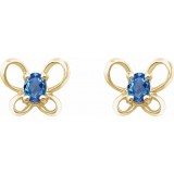 14K Yellow 4x3 mm Oval December Youth Butterfly Birthstone Earrings photo 2